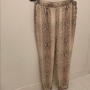 Haute Hippie Snakeskin Print Silk Jogger Pants